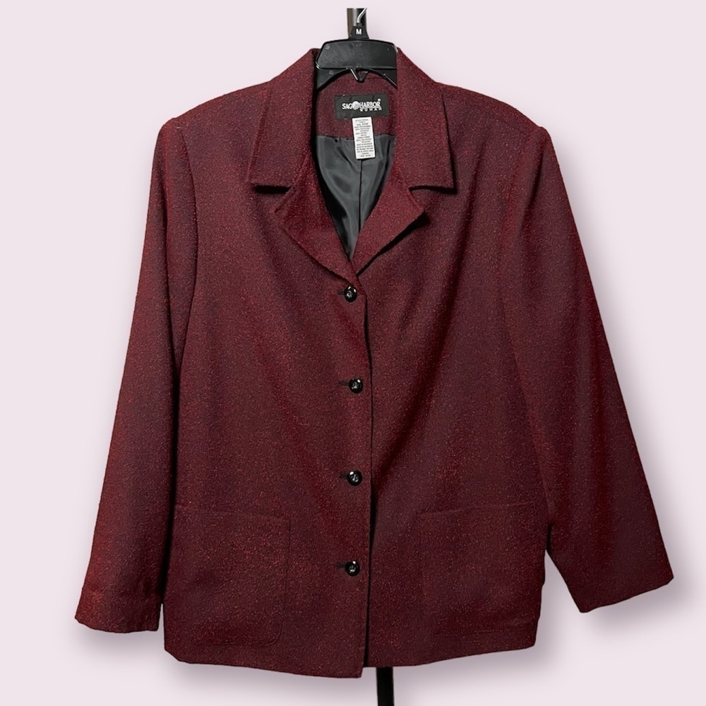 Vintage Sag Harbor Red Speckled Blazer Coat 20W - Picture 1 of 6